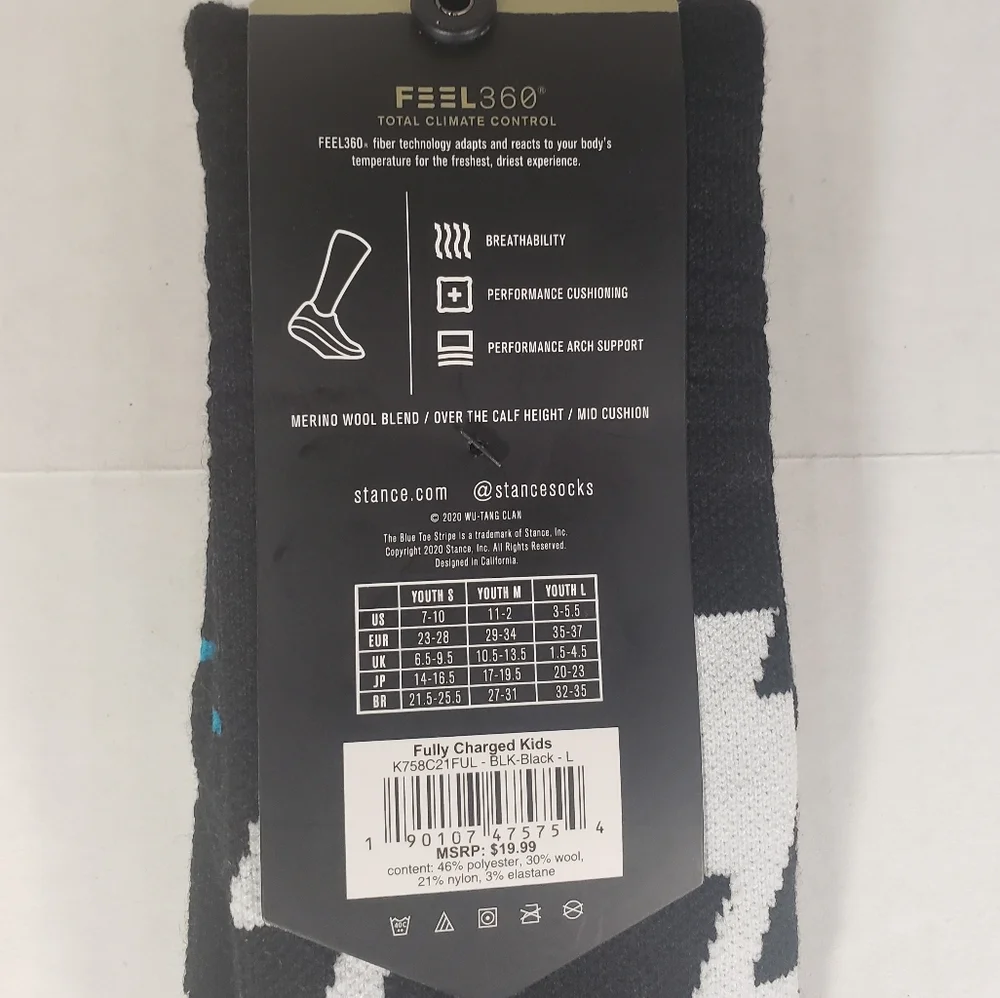 NWT Kid's Stance Fully Charged Performance Socks